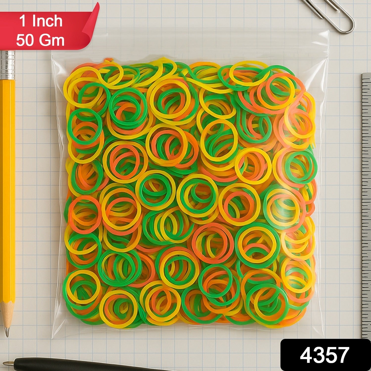 Rubber Band For Office/Home and Kitchen Accessories Item Products, Elastic Rubber Bands, Flexible Reusable Nylon Elastic Unbreakable, For Stationery, School Multicolor (1 Inch, 50 GM), Hair accessories Rubber Band For Office/Home and Kitchen Accessories Item Products, Elastic Rubber Bands, Flexible Reusable Nylon Elastic Unbreakable, For Stationery, School Multicolor (1 Inch, 50 GM), Hair accessories